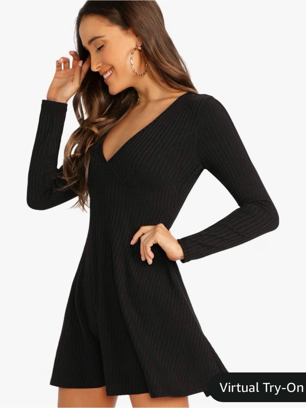 V-Neck Long Sleeve Dress XL